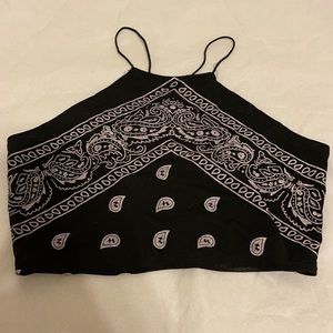 Graphic Print Criss Cross Back Top